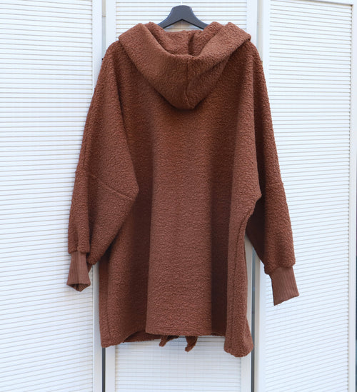 Abo Jacke mit Kapuzenkragen und Onesize bis Größe 48 braun