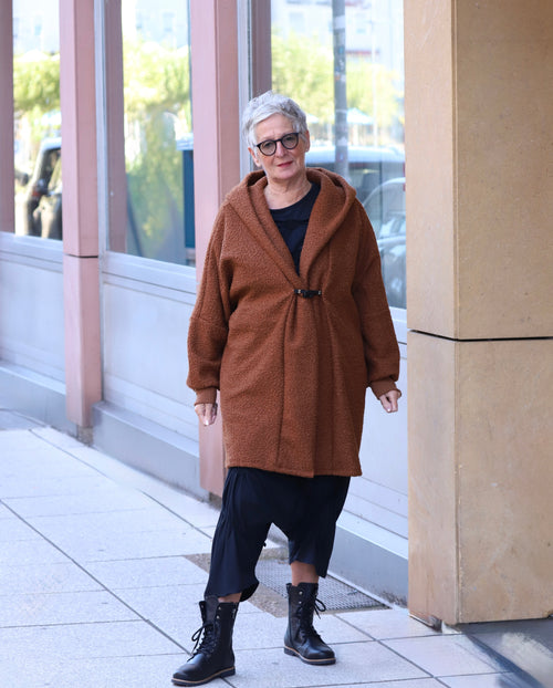 Abo Jacke mit Kapuzenkragen und Onesize bis Größe 48 braun